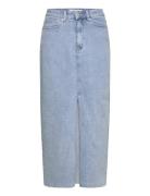 Msvesila Maxi Denim Skirt Knælang Nederdel Blue Minus