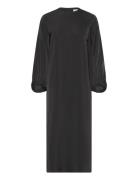 Vendela Satin Dress Knælang Kjole Black Marville Road