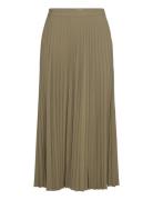 Pleated Long Skirt Knælang Nederdel Green Mango