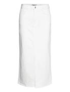 Mmmella White Denim Skirt Knælang Nederdel White MOS MOSH