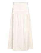 Elastic Panel Flared Skirt Lang Nederdel Cream Mango