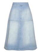 Bles Denim Lunar Skirt Knælang Nederdel Blue Mads Nørgaard