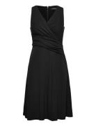 Surplice Jersey Sleeveless Dress Knælang Kjole Black Lauren Ralph Laur...