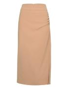 Fique Skirt Knælang Nederdel Beige Second Female