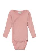 Wrap Body Ls Rib Bodies Wrap Bodies Pink Minymo