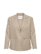 Carola-Caro L/S Linen Blazer Tlr Blazers Single Breasted Blazers Beige...