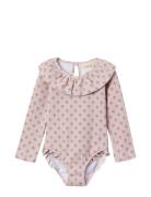 Nmffarley Ls Swimsuit Lil Badedragt Badetøj Pink Lil'Atelier