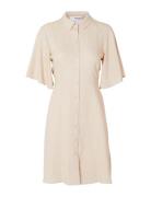 Slfgulia 2/4 Short Shirt Dress D Knælang Kjole Beige Selected Femme