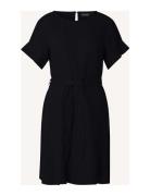 Meghan Linen Dress Knælang Kjole Black Lexington Clothing