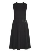 Buckle-Trim Ponte Sleeveless Dress Knælang Kjole Black Lauren Ralph La...