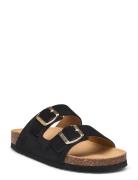 Sl Josephine Suede Black Flade Sandaler Black Scholl