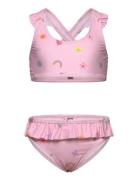 Bikini W. Short Skirt, Aop Bikini Pink Color Kids