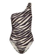 Animal Print Swimsuit Badedragt Badetøj Beige Mango