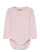 Body Ls Rib Bodies Long-sleeved Pink Huttelihut