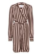 Slfminna-Alva Ls Short Wrap Dress O Knælang Kjole Brown Selected Femme