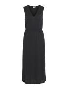 Vimodala V-Neck S/L Midi Dress - Noos Knælang Kjole Black Vila