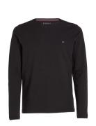 Stretch Slim Fit Long Sleeve Tee Tops T-Langærmet Skjorte Black Tommy ...