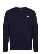 Mel Long Sleeve Tops T-Langærmet Skjorte Navy Double A By Wood Wood