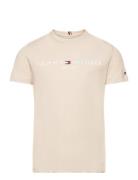 U Corp Logo Ess Tee Ss Tops T-Kortærmet Skjorte Cream Tommy Hilfiger