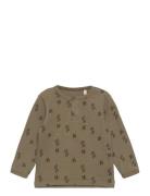 Blouse Ls W. Aop - Boys Tops T-shirts Long-sleeved T-Skjorte Green Fix...