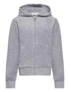 Diamante Velour Zip Thru Hoodie Tops Sweatshirts & Hoodies Hoodies Gre...