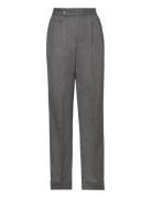 Pleated Wool Twill Straight Pant Bottoms Trousers Straight Leg Grey La...