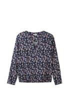 Printed Longsleeve Blouse Tops Blouses Long-sleeved Blue Tom Tailor