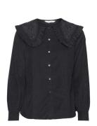 Cynthia Blouse Tops Blouses Long-sleeved Black ODD MOLLY