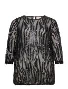 Wa-Terina 1 Tops Blouses Short-sleeved Black Wasabiconcept