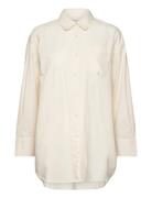 Avalon Shirt Poplin Tops Shirts Long-sleeved Beige Moshi Moshi Mind