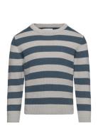 Knit Striped Sweater Tops Knitwear Pullovers Blue Mango