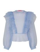 Delphina Tops Blouses Long-sleeved Blue Custommade