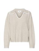 Vmodette Ls V-Neck Stitch Knit Vma Tops Knitwear Jumpers Beige Vero Mo...