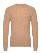 Lambswool Cable C-Neck Tops Knitwear Round Necks Beige GANT