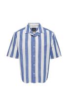 Onstes Rlx Ctn Slub Stripe Ss Shirt Tops Shirts Short-sleeved Blue ONL...