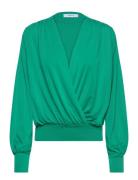 Msgasia Modal Wrap Blouse Tops Blouses Long-sleeved Green Minus