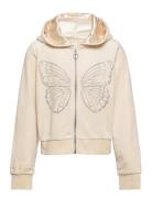 Velour Hoodie With Rhinest S Tops Sweatshirts & Hoodies Hoodies Cream ...