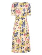 Floral Stretch Cotton Midi Dress Knælang Kjole Multi/patterned Lauren ...