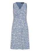 Floral Surplice Jersey Sleeveless Dress Knælang Kjole Blue Lauren Ralp...