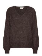 Kasarla V-Neck Pullover Tops Knitwear Jumpers Brown Kaffe