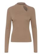 Drewgz Ls Knot Blouse Tops T-shirts & Tops Long-sleeved Brown Gestuz