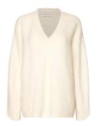 Allison V-Neck Wool Blend Sweater Tops Knitwear Jumpers Cream Malina