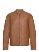 Onsmike Pu Racer Jacket Otw Vd Læderjakke Skindjakke Brown ONLY & SONS