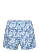 Palm Trees Print Swimsuit Trunks Badeshorts Blue Mango