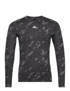 Tf Aop Ls Tee Sport T-Langærmet Skjorte Black Adidas Performance