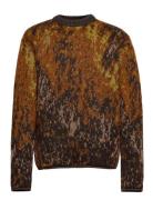 Jacquard Long-Sleeve Sweater Designers Knitwear Round Necks Brown Hope