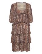 Pleated Georgette Designers Knee-length & Midi Brown Ganni