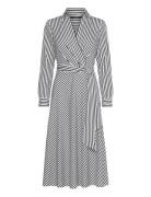 Striped Surplice Crepe Midi Dress Designers Knee-length & Midi Black L...