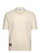 Blackjack Negroni Polo Tops Knitwear Short Sleeve Knitted Polos Cream ...