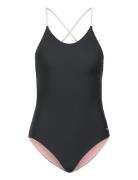 W Piece Twist Back Black Sport Swimsuits Black Arena